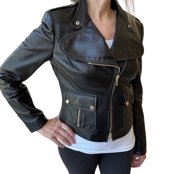 ESCADA black lambskin leather jacket size 36EU EUC